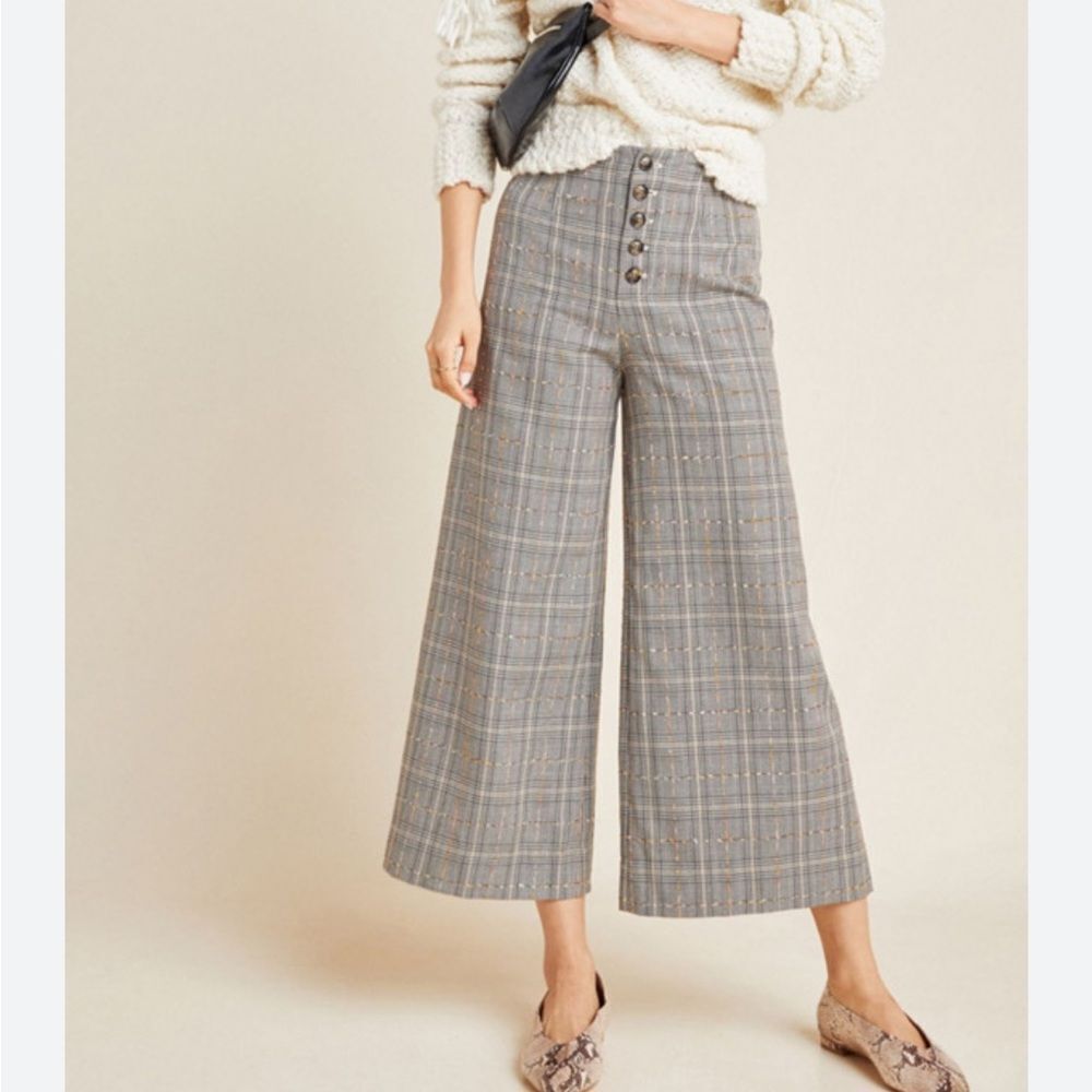 Anthropologie Roma Plaid Chenille Trousers 4